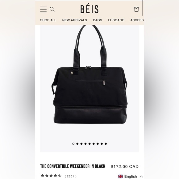 BEIS Bags Beis Convertible Weekender In Black Poshmark